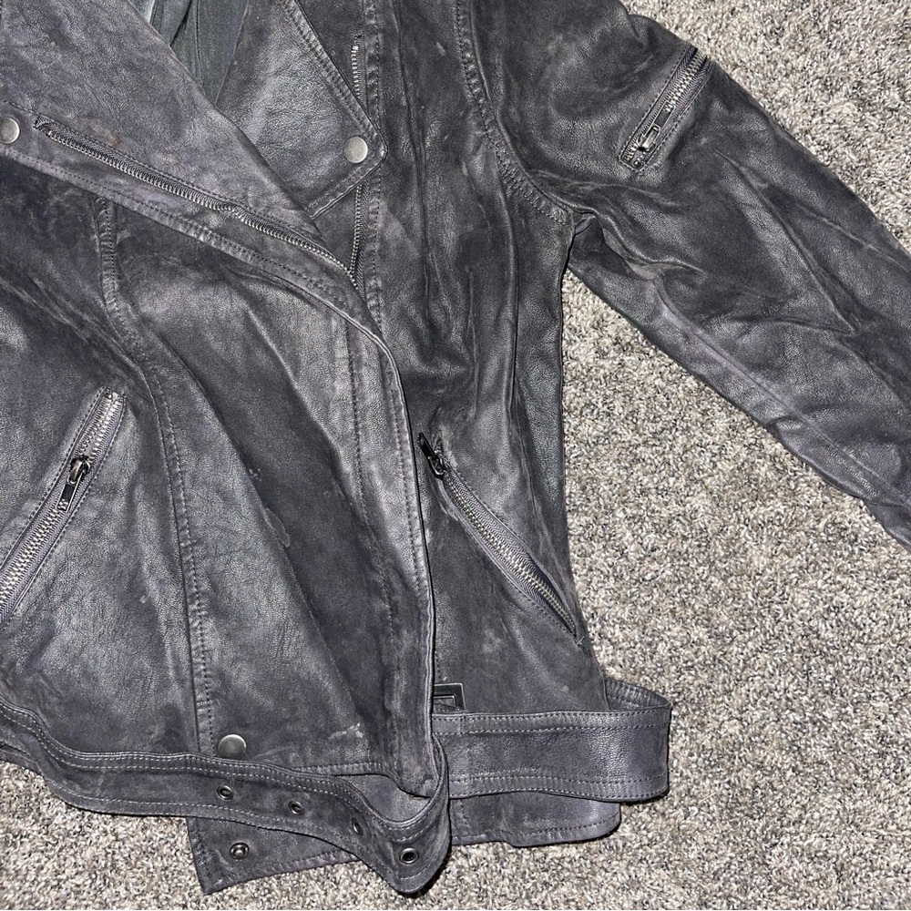 Thread Supply Gray/Black Leather Jacket - Small - image 3